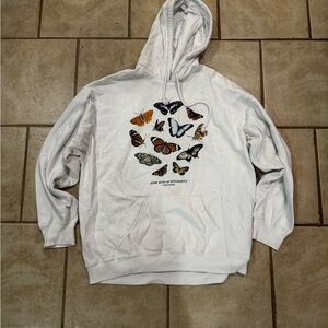 Hollister White Hoodie with Butterfly Design
